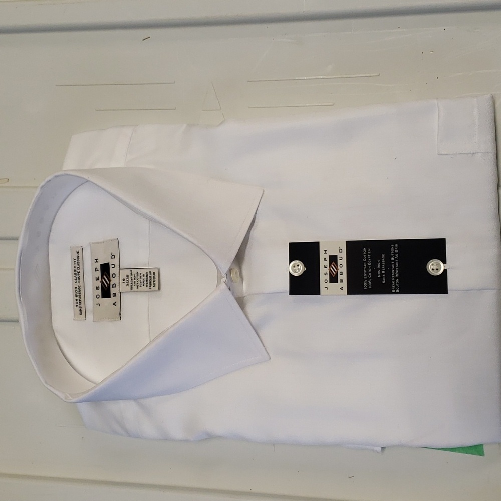 NWT Joseph Abboud, White Dress Shirt, 100% Egyptian Cotton